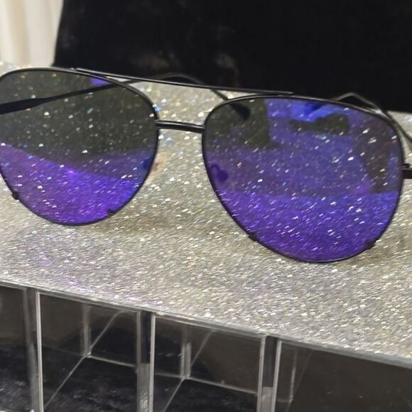 DIFF Scarlett 49MM Mirrored Aviator Sunglasses- Matte Black/Purple - Picture 8 of 8